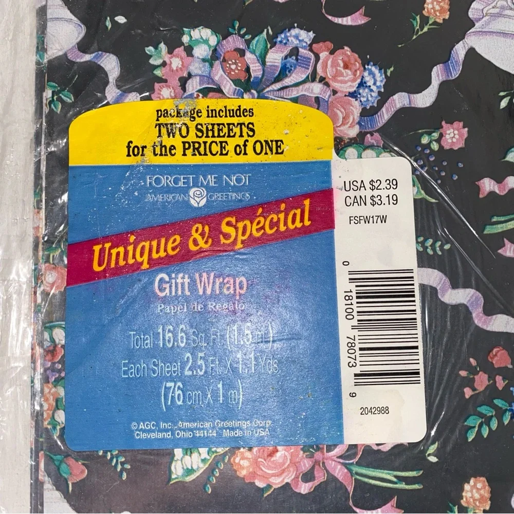 NWT Vintage American Greetings Gift Wrap Bridal Birthday Wedding Bundle of 7